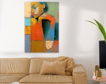 Abstract Woman | Woman with Calm Appearance and Colours by Eye catching paintings