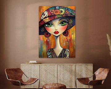 Girl with Eyes | Cheerful Portrait of a Girl by Eye catching paintings