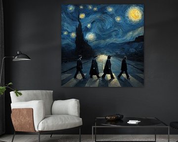 Sternennacht Abbey Walk Retro Musik Traumlandschaft Wanddekoration von Aden Pink Studio