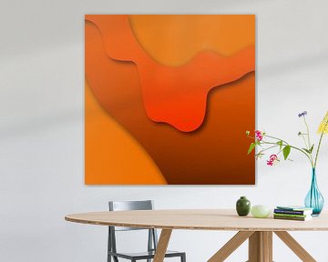 Abstrakte Reliefkunst in warmem Orange (Tangerine Twist) mit 3D-Effekt
