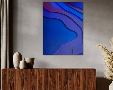 Industrielle 3D-Reliefkunst in Tiefblau und Violett