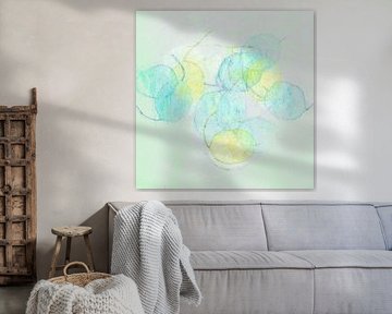 Zilverblad in citroenkleuren en turkoois