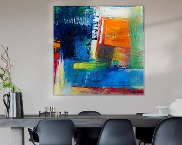 Abstrakte Kunst orange blau modern klar Kontrast von Anja Namink - Gemälde