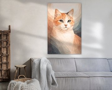 Ginger Cat Modern Abstract Portret van MARTINA KUSUMA DEWI