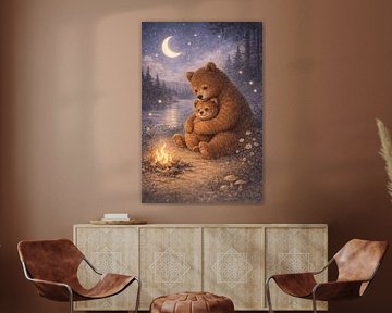 Together by the Fire – a big bear and a little bear by Studio Mini Kids