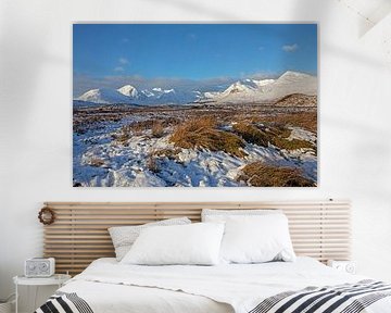 Snow on Rannoch Moor with Black Mount in background, Lochaber, S by Arch White