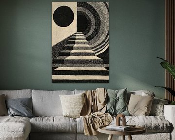 Geometrische Treppe in Schwarz-Weiß von Niklas Maximilian