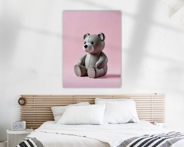 Teddy bear on pink