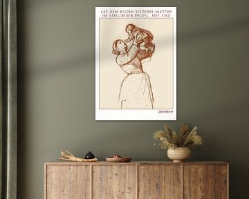 Auf dem Boden sitzende Mutter im verlorenen Profil, mit Kind by DOA Project