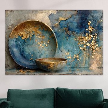 Neue Delfter Blau-Keramik in Blau und Gold von Joriali Fine Art