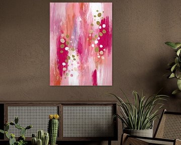 Vertical pink abstract with dots by Gypsy Galleria