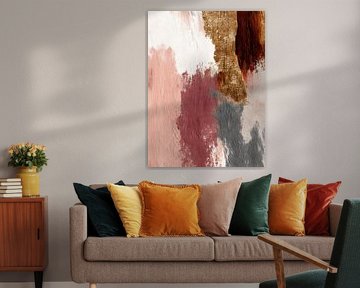 Abstract in soft pink, grey and gold by Gypsy Galleria