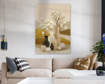 Elegante Blumen und Vasen