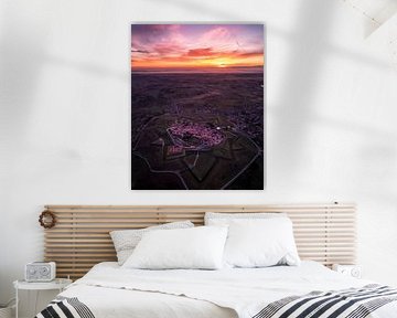 Coucher de soleil sur la ville fortifiée d'Almeida sur Ewold Kooistra