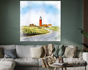 Vuurtoren Eierland op Texel, Noord-Holland. van Danny de Klerk