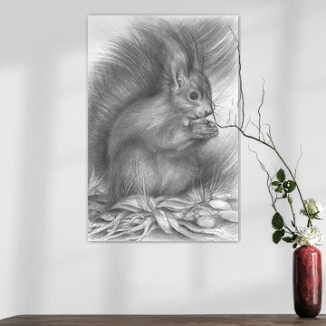 Eichhörnchen sitzt auf dem Waldboden von Adriana Müller