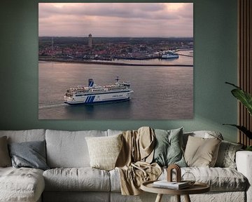 Ferry to Terschelling at dusk by Ewold Kooistra