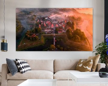 Fortified village of Bourtange in the morning mist by Ewold Kooistra