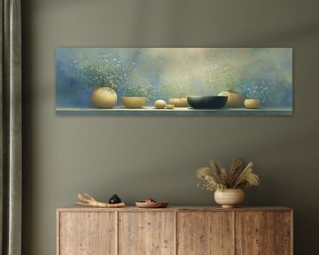 Flower Vases | Soft Blue Blooms On Shelf