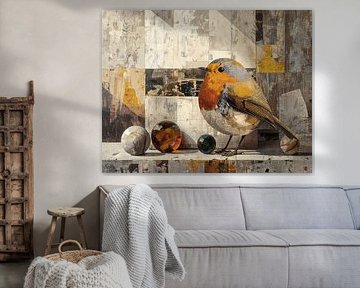 Chuchotement en taupe – Hommage vintage au rouge-gorge