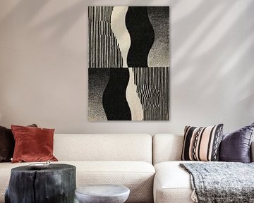 Jeu abstrait de vagues en noir et blanc