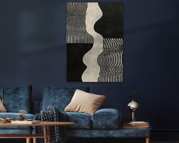 Abstraction contrastée avec des lignes ondulées