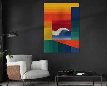 Art abstrait avec blocs de couleurs représentant une vague sur Niklas Maximilian