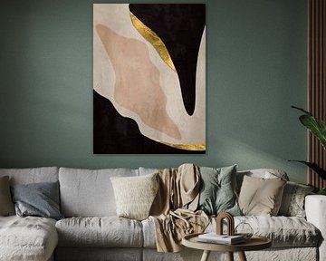 Organische Abstrakte Gold Kunst In Erdtönen Minimalistische