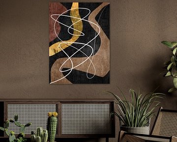 Organische Abstrakte Gold Kunst In Erdtönen Minimalistische