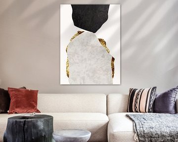 Organische Abstrakte Gold Kunst In Erdtönen Minimalistische