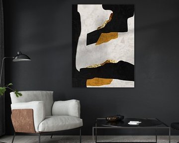 Organische Abstrakte Gold Kunst In Erdtönen Minimalistische