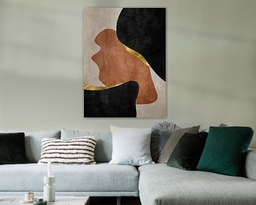 Organische Abstrakte Gold Kunst In Erdtönen Minimalistische