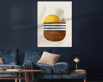 Organische Abstrakte Gold Kunst In Erdtönen Minimalistische