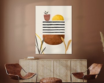 Organische Abstrakte Gold Kunst In Erdtönen Minimalistische