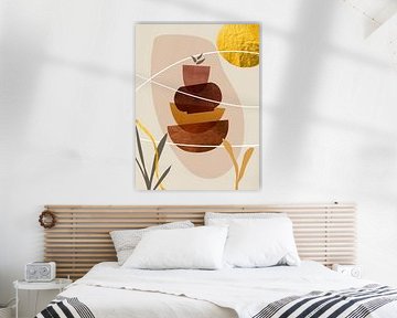 Organische Abstrakte Gold Kunst In Erdtönen Minimalistische