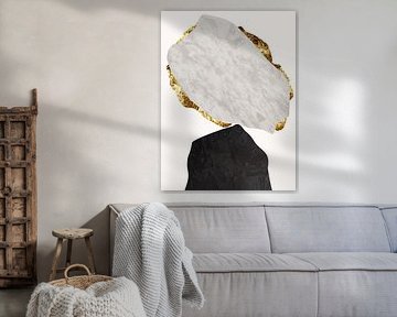 Organische Abstrakte Gold Kunst In Erdtönen Minimalistische