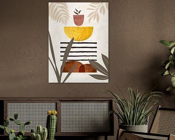 Organische Abstrakte Gold Kunst In Erdtönen Minimalistische