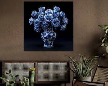 Delft Blue Rose Vase van Christian Ovís