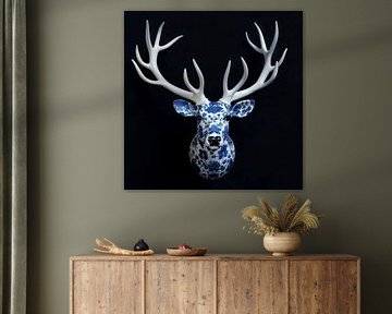 Delft Blue Deer Wall Mount