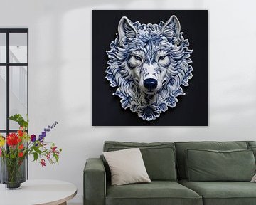 Delft Blue Wolf Crest van Christian Ovís