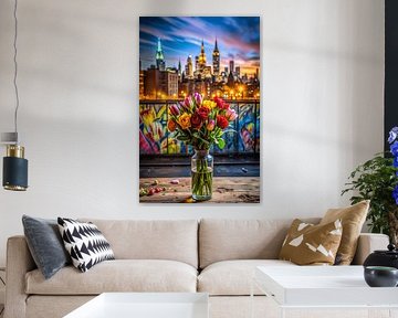 Urban Stil Leven met Rozen in New York van Mister Artsy