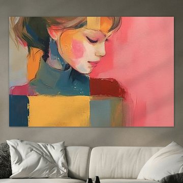 Abstract Woman | Woman with Colours and Shapes by Eye catching paintings