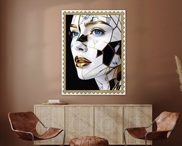 Fragmented portrait in gold and marble C