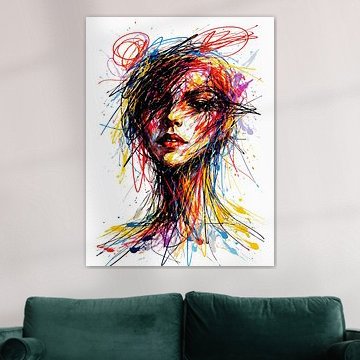 Chaos multicolore Femme Explosion abstraite