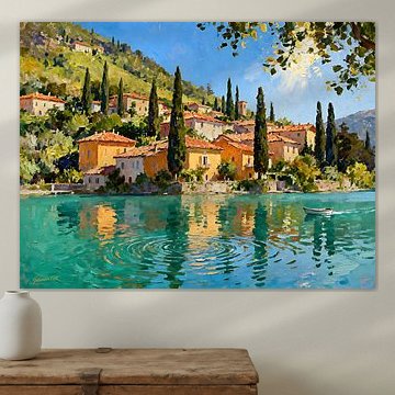 Romantisches Dorf – Hügel in warmem Licht