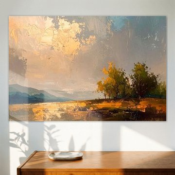 Sfeervol Heuvellandschap in de Gouden Gloed van de Avondzon van Studio Pieternel