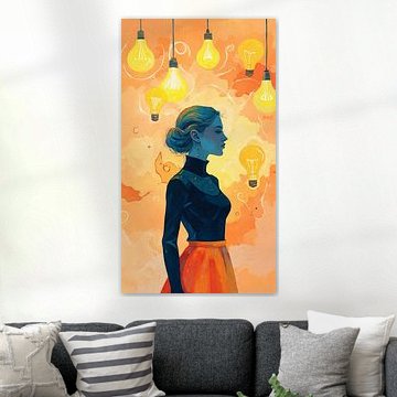 Frau in warmem orangefarbenem Licht