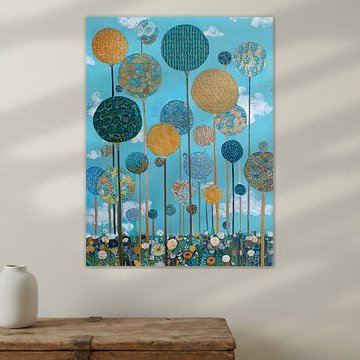 Round Trees | Whimsical Tree Circles in Blue