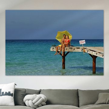 Sunbathing on a beach holiday