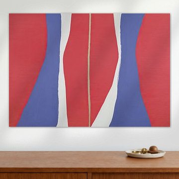 Abstract composition in red, blue and white by Niklas Maximilian